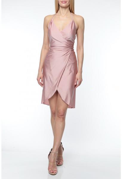 Terani Couture - 1921H0346 Short Plunging Halter Bodice Tulip Dress In Pink