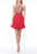 Terani Couture - 1921H0407 Floral Beaded Halter Short A-Line Dress In Red and Neutral