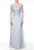 Terani Couture - 1921M0473 Feather-Fringed Quarter Sleeve Jeweled Gown In Silver