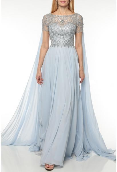 Terani Couture - 1921M0485 Bead Embellished Bateau A-Line Gown