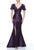 Terani Couture - 1921M0513 Embellished Pleated V-neck Sheath Dress In Purple