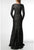 Terani Couture - 1921M0728 Long Sleeve V-Neck High Slit Trumpet Gown