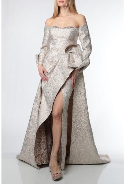 Terani Couture - 1921M0735 Embellished Sheath Dress With Overskirt