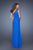 La Femme - 19223 Sequined One Shoulder Net Gown In Blue