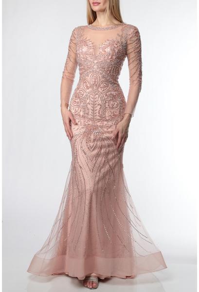 Terani Couture - 1922GL0667 Embellished Jewel Neck Mermaid Gown