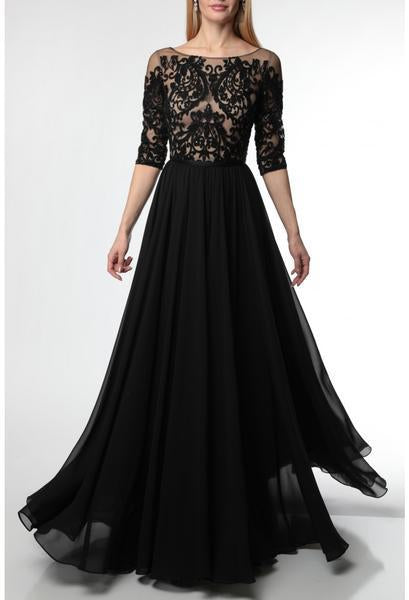 Terani Couture - 1922M0529 Lace Illusion Bateau A-line Gown