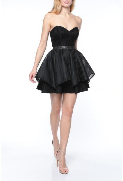 Terani Couture - 1925H0693 Strapless Lace Layered A-line Dress