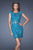 La Femme - 19335 Cap Sleeves Sheered Lace Cocktail Dress In Blue