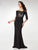Clarisse - M6504 Lace Off-Shoulder Stretch Satin Trumpet Dress in Black