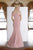 Janique - 1936 Off Shoulder Ruffled Accent Mermaid Gown in Pink