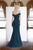 Janique - 1936 Off Shoulder Ruffled Accent Mermaid Gown in Green