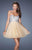 La Femme - 19373 Embellished Net Cocktail Dress In Neutral