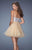 La Femme - 19373 Embellished Net Cocktail Dress In Neutral