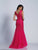 Dave & Johnny - 1937W Cap Sleeve Ornate Lace Trumpet Gown in Pink