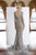 Janique - 1937 Long Sleeve Metallic Scroll Motif Gown in Silver