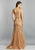 Dave & Johnny - 1937 Lace Applique Tulle Trumpet Gown In Gold