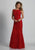 Dave & Johnny - 1937 Lace Applique Tulle Trumpet Gown In Red
