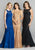 Dave & Johnny - 1937 Lace Applique Tulle Trumpet Gown In Blue and Black