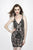 Primavera Couture - 1939 V-Neck Sequined Short Dress In Neutral and Black