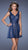 La Femme - 19403 Sequined V-neck Chiffon A-line Dress In Blue