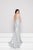 Colors Dress - 1940 Embellished Deep V-neck Jersey Sheath Dress In Silver