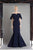 Janique - 1941 Notched Off Shoulder Ruffle Sleeve Evening Gown In Blue