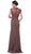 Cinderella Divine - Sheer Embellished V-neck Sheath Dress in Brown