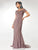 Clarisse - M6532 Illusion Neckline Gleaming Embellished Gown in Brown