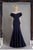 Janique - 1943 Ruffled Off Shoulder Sweetheart Neck Mermaid Gown In Blue
