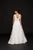 Colors Dress - 1943 Plunging V-Neck Embroidered A-line Mesh Gown in White