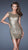 La Femme - Sequined Jewel Sheath Cocktail Dress with Cap Sleeves 19464 In Gold