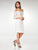 Clarisse - M6566 Lace Off-Shoulder Satin Sheath Knee Length Dress in Ivory