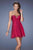 La Femme - 19475 Beaded Sweetheart Ruched Cocktail Dress In Red