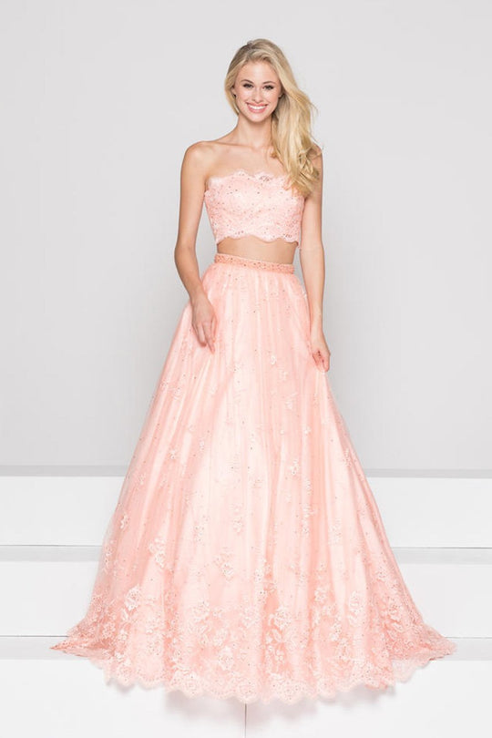 Colors Dress - 1947 Two Piece Strapless Lace Evening Dress In Pink