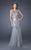 La Femme - 19485  Sequined Fitted Lace Appliques Trumpet Gown In Gray