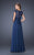 La Femme - 19487 Lace Illusion Bateau Chiffon Dress In Blue