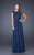 La Femme - 19487 Lace Illusion Bateau Chiffon Dress In Blue
