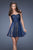 La Femme - 19510 Glittering Strapless Cocktail Dress In Blue