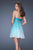La Femme - 19514 Beaded Strapless Ruched Cocktail Dress In Blue