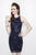 Primavera Couture - 1951 High Neckline Beaded Cocktail Dress In Blue
