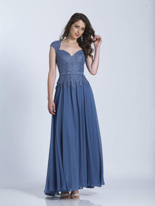 Dave & Johnny - 1954W Embellished Sweetheart A-line Dress in Blue