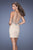 La Femme - 19550 Ruched V-neck Sheath Dress In Neutral