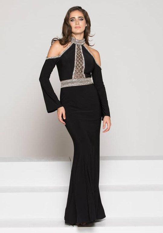 Colors Dress - 1962 Crystal Beaded Halter Sheath Dress In Black