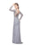 Primavera - 1963 Illusion Long Sleeve Sheath Gown in Silver