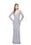 Primavera - 1963 Illusion Long Sleeve Sheath Gown in Silver