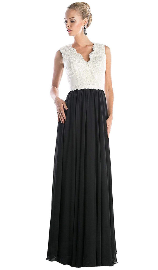 Lace Scalloped V-neck A-line Dress