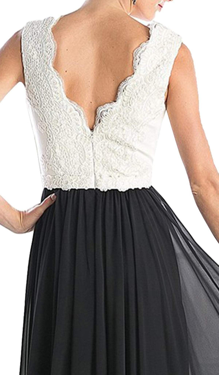Lace Scalloped V-neck A-line Dress