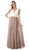 Cinderella Divine - Lace Scalloped V-neck A-line Dress in White and Brown