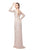 Primavera - 1966 Adorned Illusion Long Sleeve Gown in Neutral and Pink