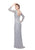 Primavera - 1966 Adorned Illusion Long Sleeve Gown in Silver